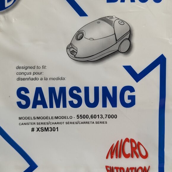 SAMSUNG XSM301 VACUUM BAGS FOR MODELS 5500 6013 7000 MICRO FILTRATION NEW NIP 5 - Picture 9 of 12